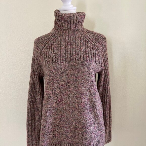 J. Jill Wearever Collection Sweater Oversized Turtleneck SZS Speckled Pink Knit - Picture 1 of 7